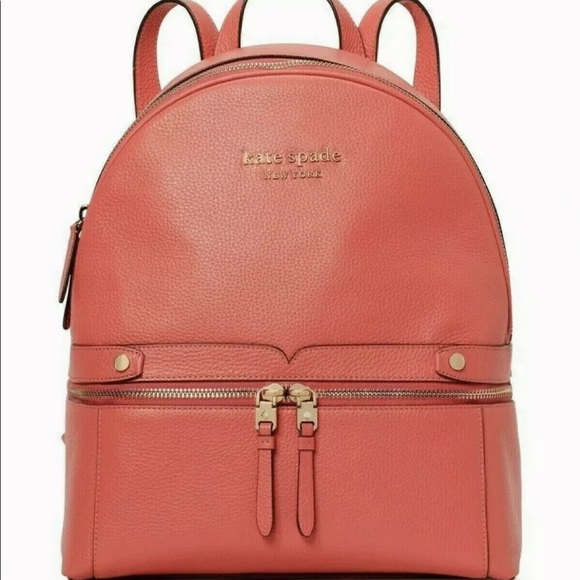 Kate Spade Day Pack Medium Backpack Pebble Leather Peach Melba New - Picture 4 of 10